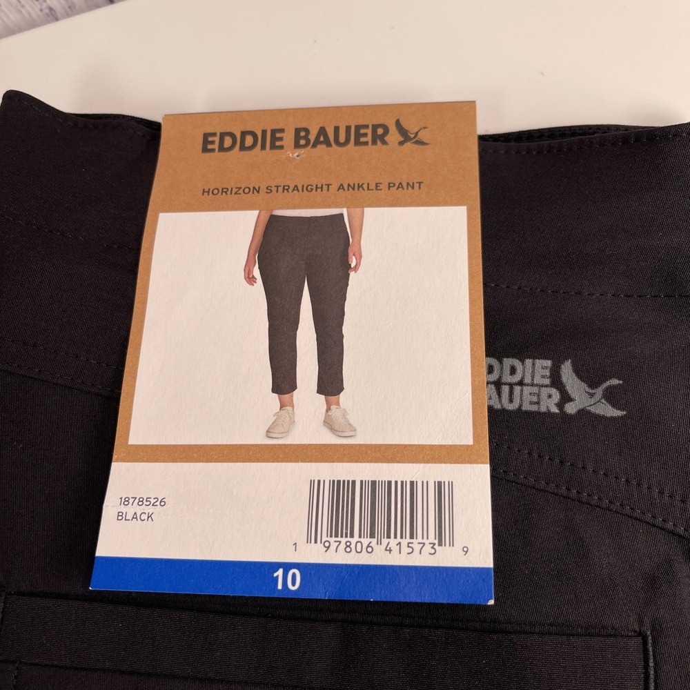 Eddie Bauer Womens Horizon Straight Ankle Pants Black 10 Performance 1878526